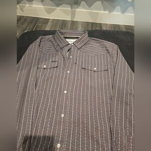 Poncho Men's Gray Patterned Button Down Shirt